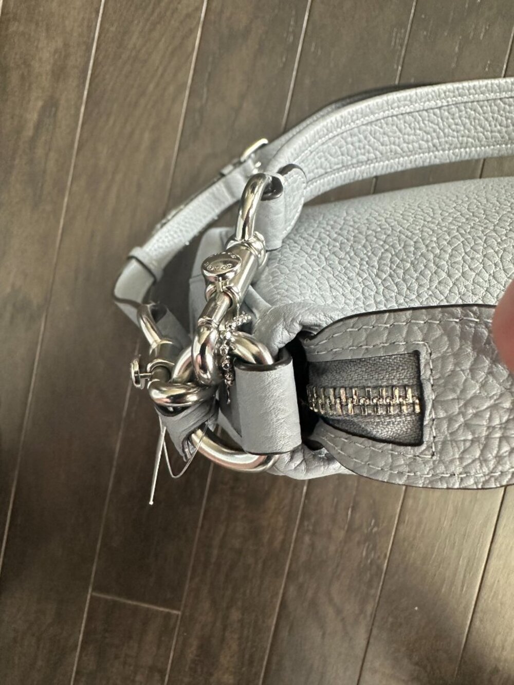 Coach Grey Blue Pebble Leather Cary Crossbody Bag Style #F2332-CC435 *NWT* - Picture 7 of 14
